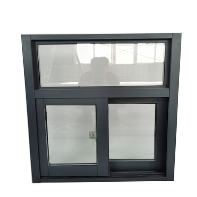 Ventana corredera de aluminio negro de diseño moderno con sistema de alta seguridad y barras de seguridad