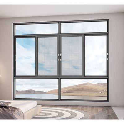 Ventanas corredizas de aluminio de doble vidrio de gran tamaño con material de malla de pantalla de fibra de vidrio